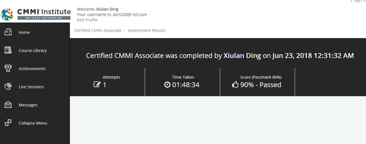 全国CMMI Associate第一人——1号娱乐科技丁秀兰